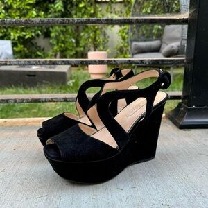 Parada Black Platform Wedge Sandals 35.5